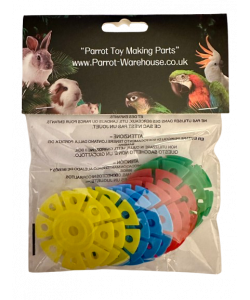Parrot-Supplies Coloured Plastic Disc Flowers - Parrot Toy Making Parts - 12 Pack